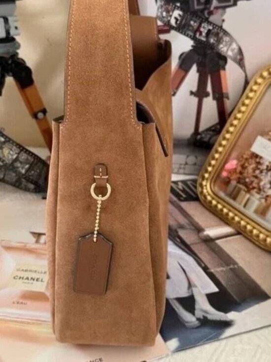 Coach Tan Suede Shoulder Bag - Picture 4 of 8